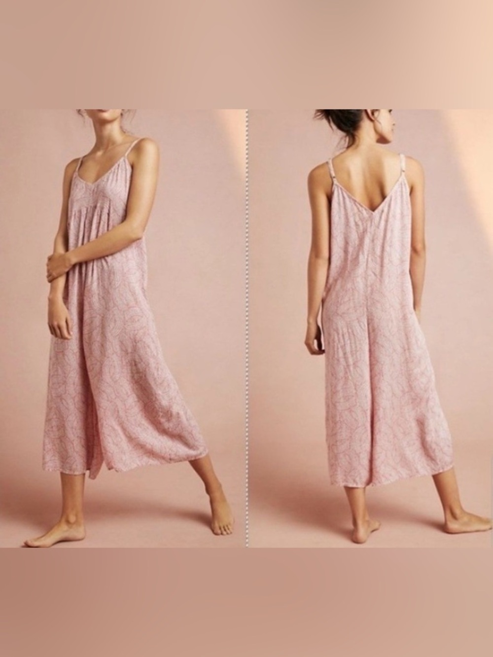 Anthropologie Floreat Petra Sleep Jumpsuit Size XL Red/White